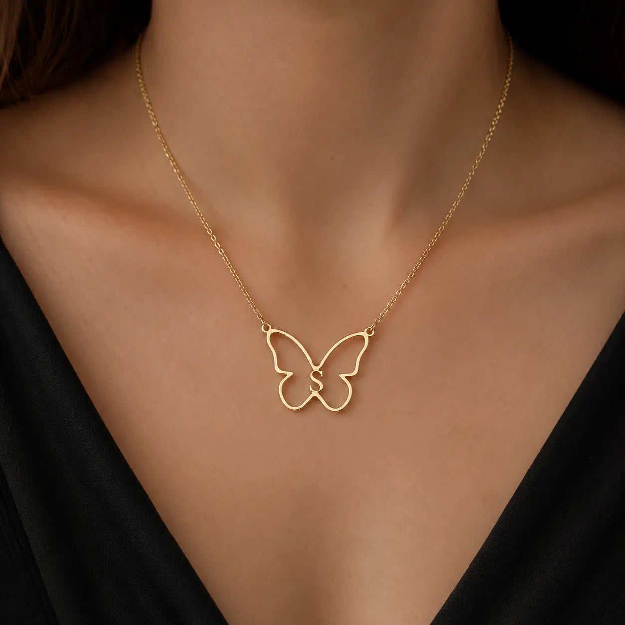 Trendy butterfly letter necklace gift for girlfriend, sister, and wife