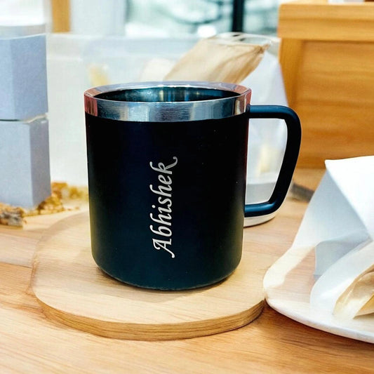 Personalized Engraved Black Stainless Steel Coffee Mug - Precious Art Gifts