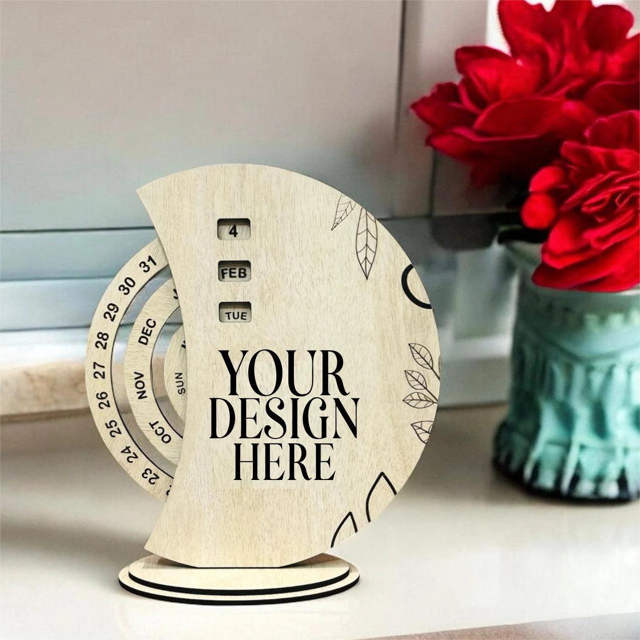 Half Moon Wooden Table Calendar - Precious Art Gifts