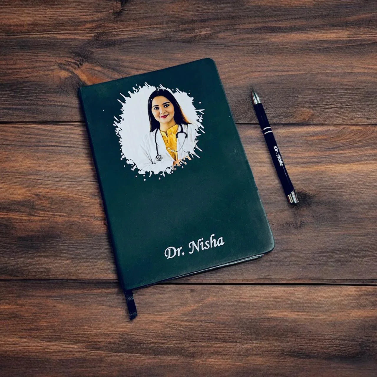 Customized Printed Photo Diary and Pen for doctor - Precious Art Gifts