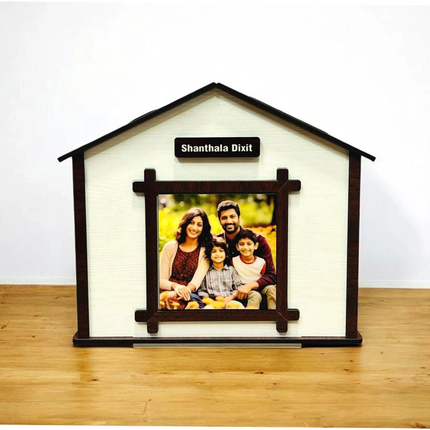 Hut-Shaped Wooden Photo Saving Box – Custom Name & Picture - Precious Art Gifts