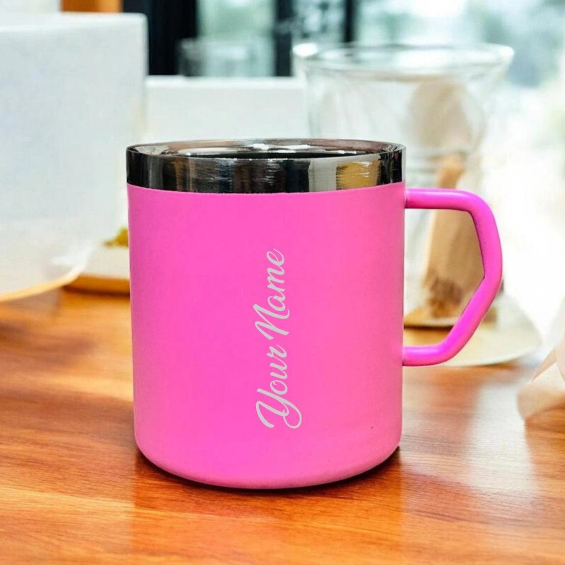 Personalized Pink Steel Mug with Name - Precious Art Gifts