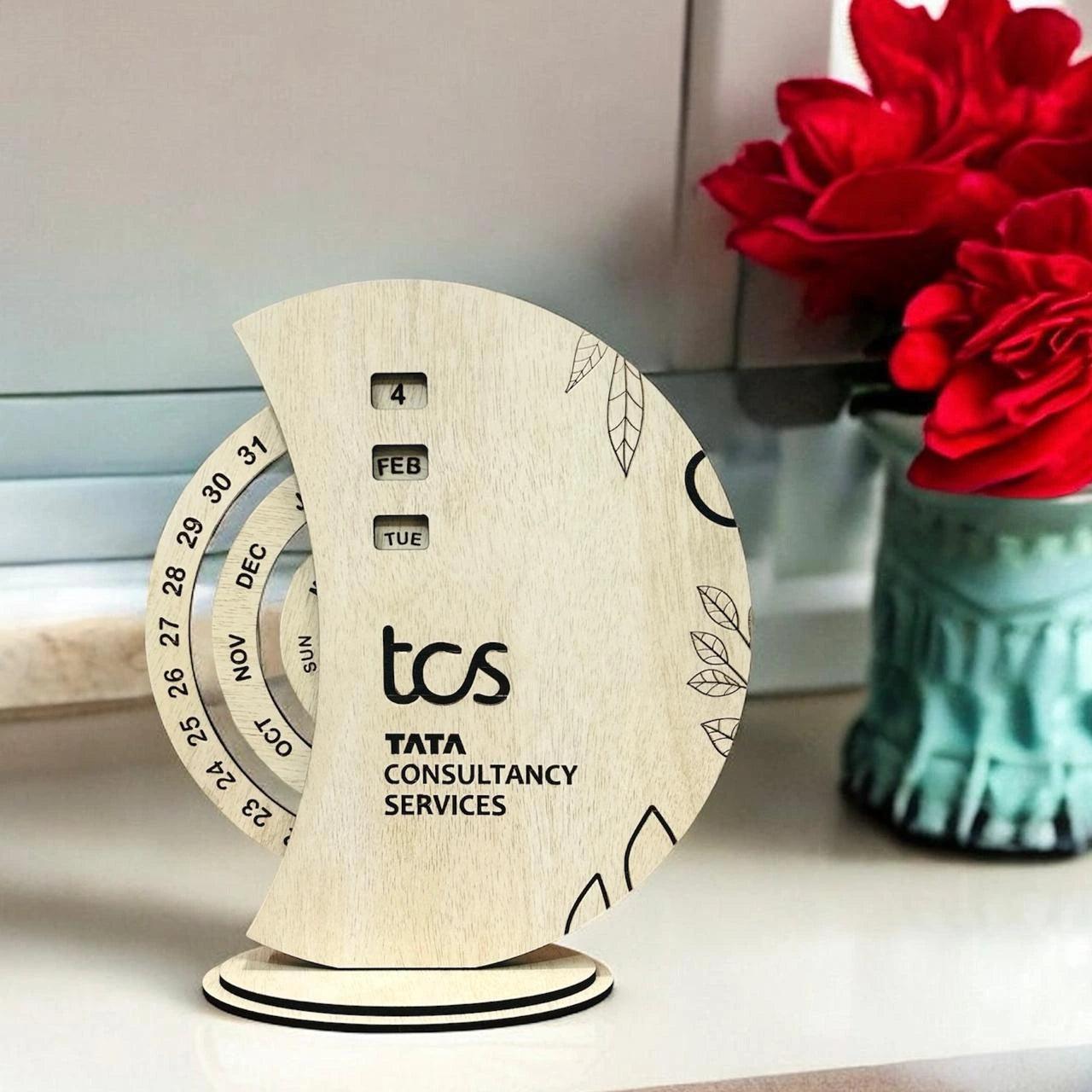 Half Moon Wooden Table Calendar - Precious Art Gifts