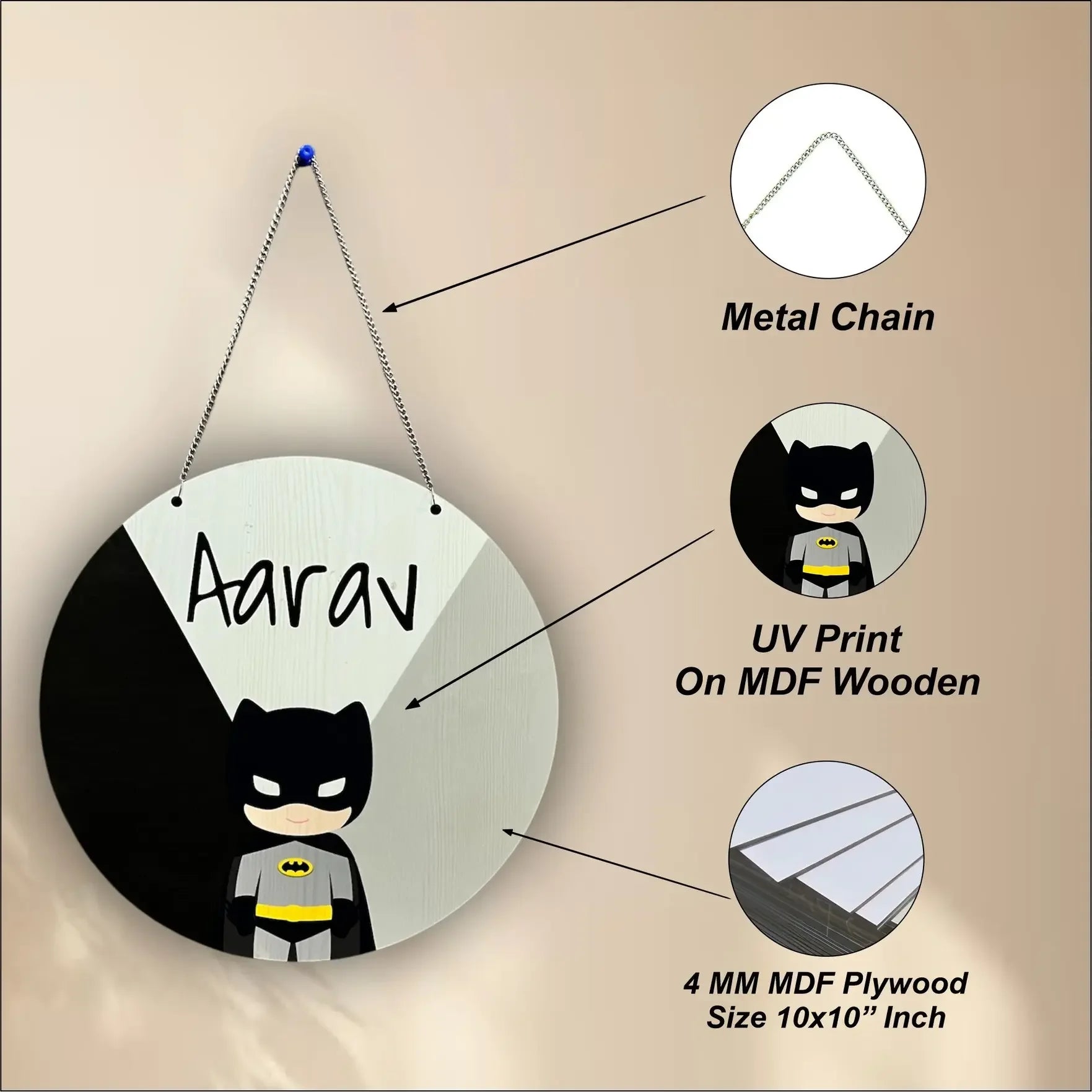 Personalized Batman Name Plate for Kids - Precious Art Gifts