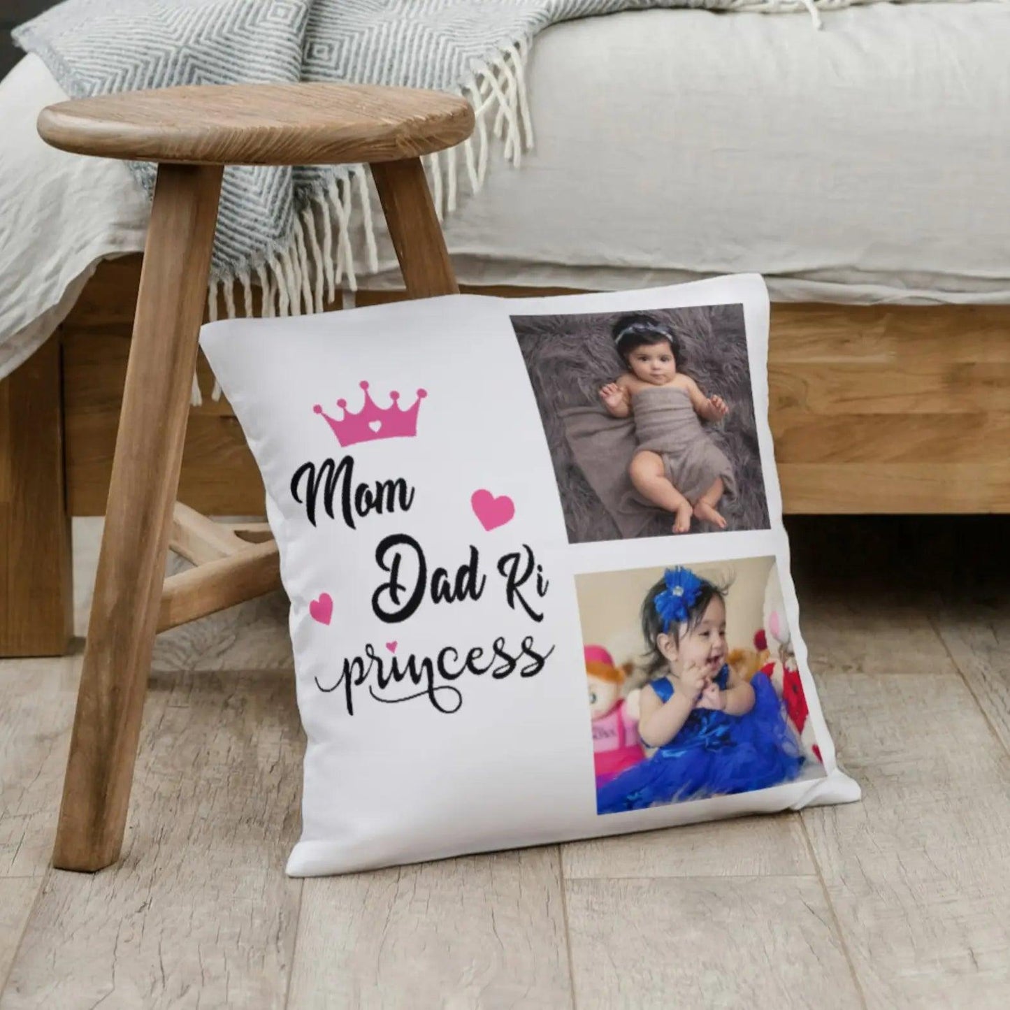 Mom Dad Ki Princess Photo Cushion - Precious Art Gifts