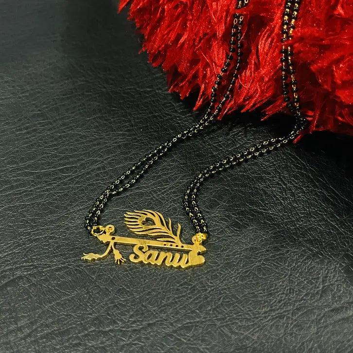 Sanu Custom Peacock Name Pendant Mangalsutra Necklace - Precious Art Gifts
