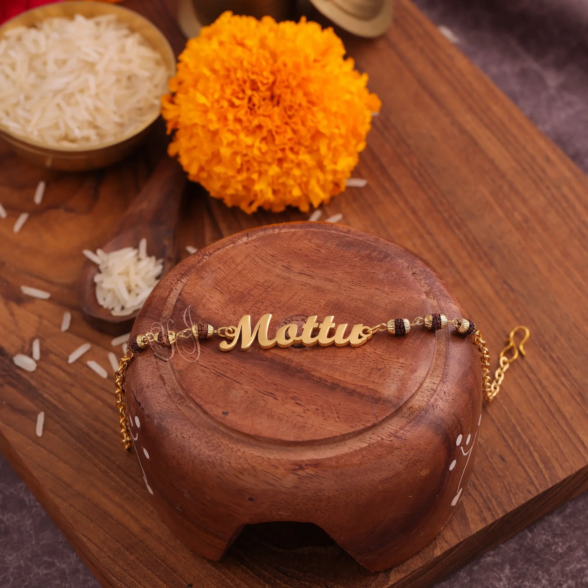 Personalized Name Bracelet Rakhi in Metal - Precious Art Gifts