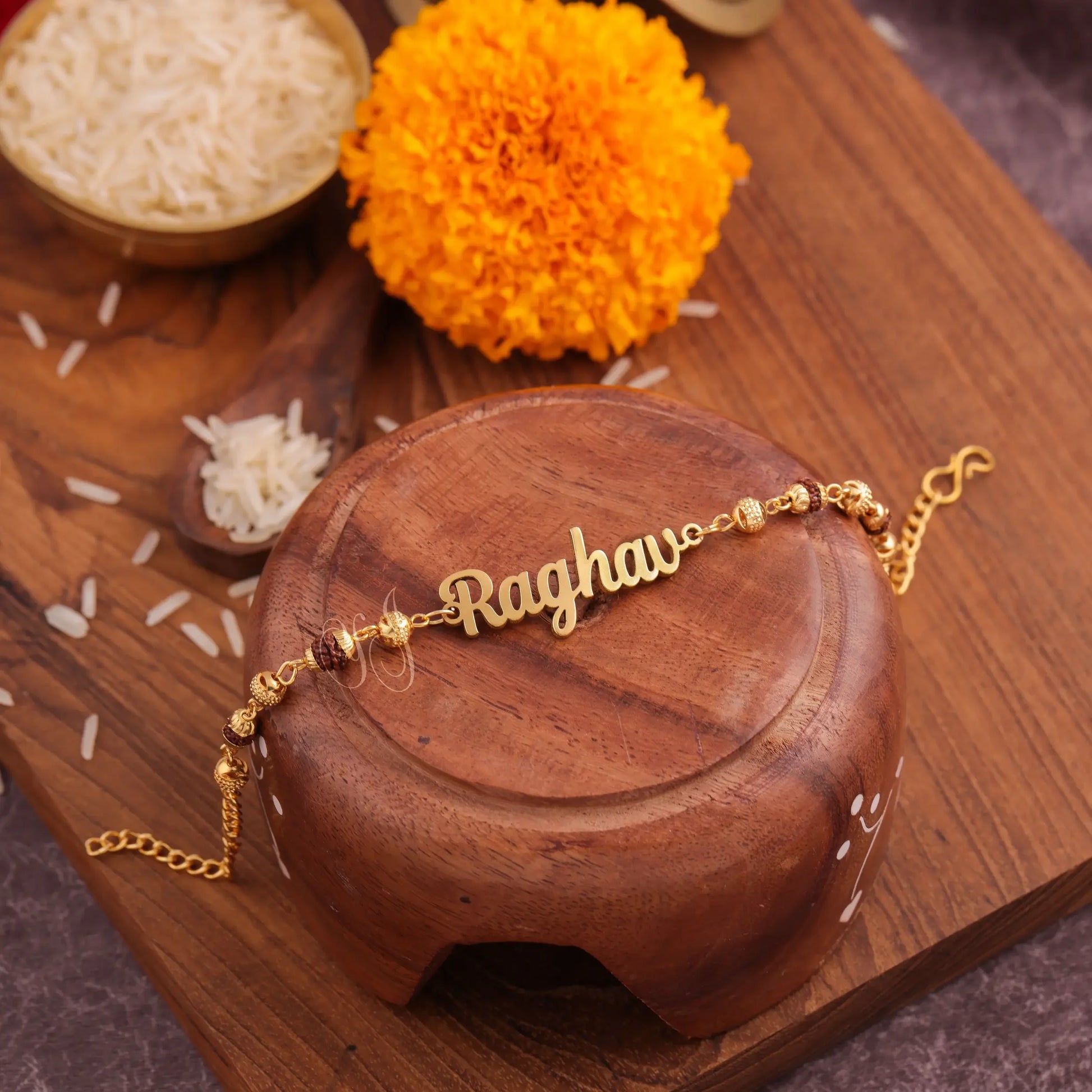 Personalized Name Bracelet Rakhi in Metal - Precious Art Gifts