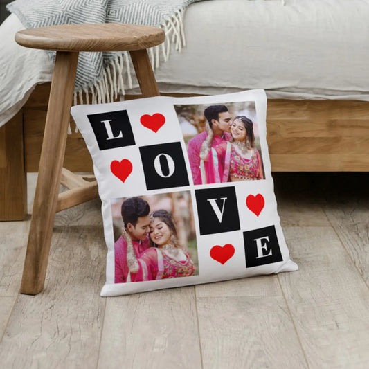 Personalized Photo Love Cushion – Custom Heart Design Pillow for Couples