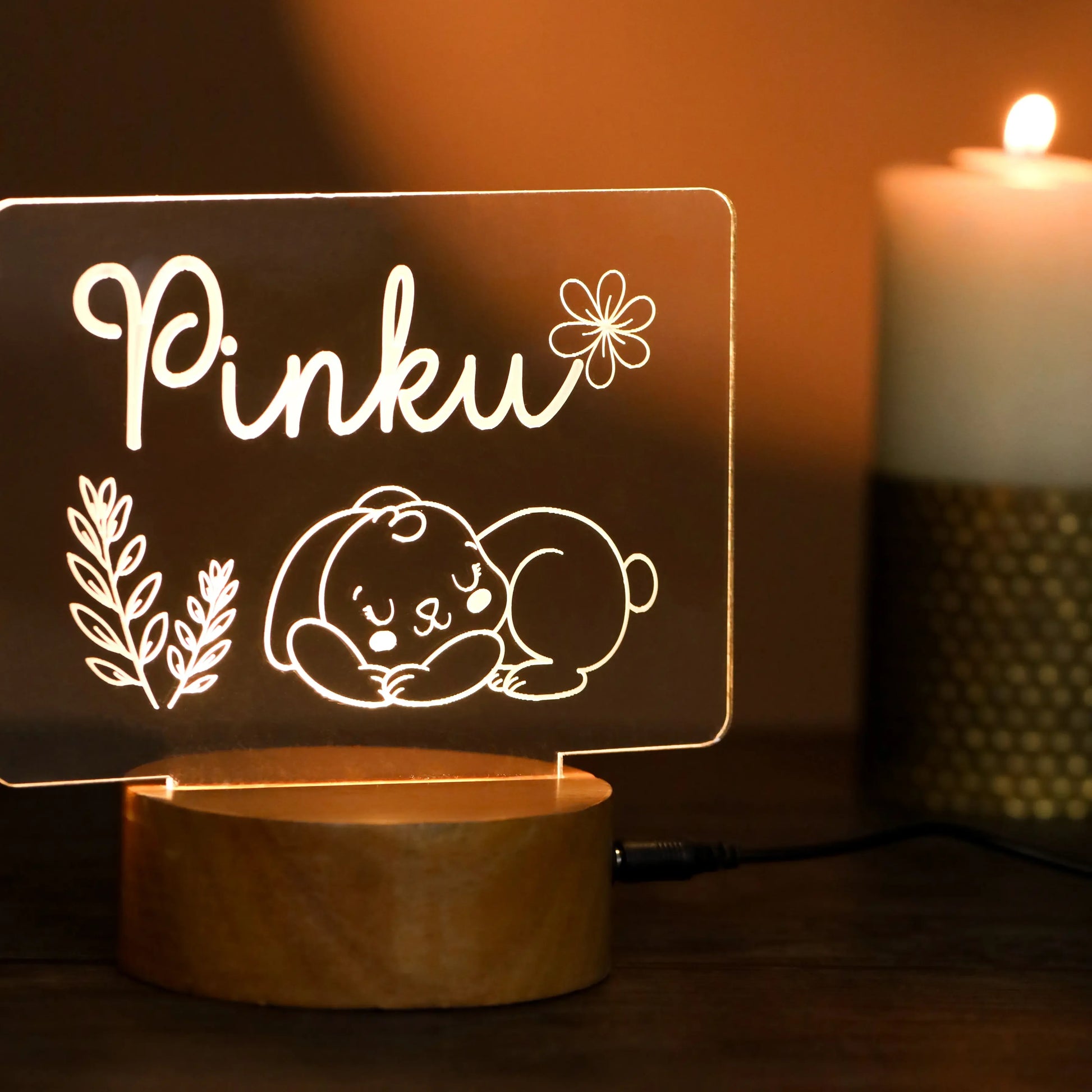 Personalized Baby Acrylic Night Lamp with Name for Kids - Precious Art Gifts