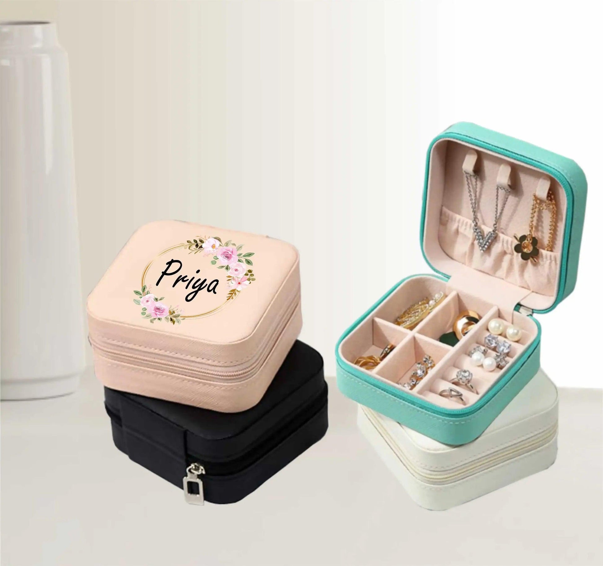 Mini Jewellry Organizer Box with Custom Name for Women - Precious Art Gifts