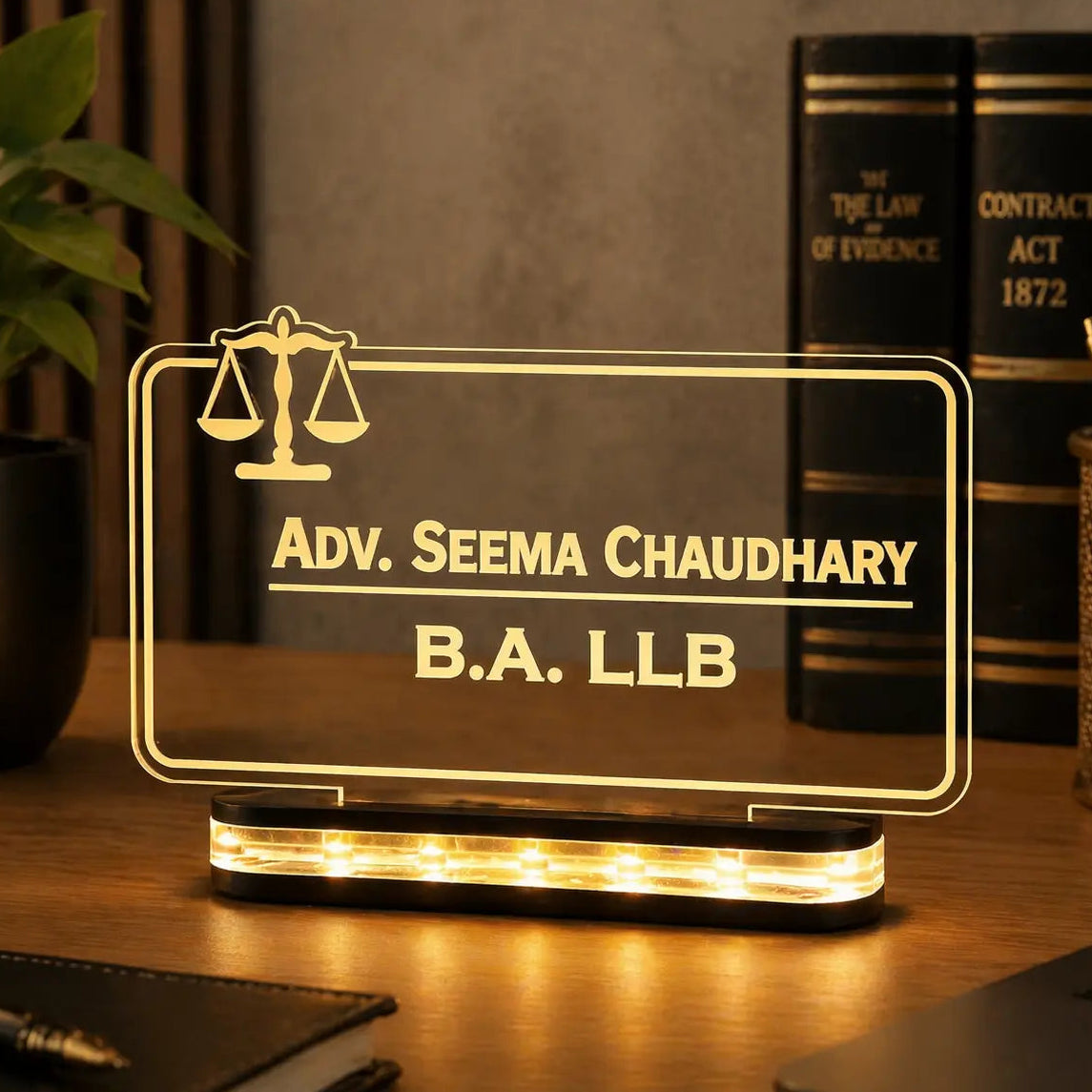 Customized 3D advocate name LED lamp for office desk decor