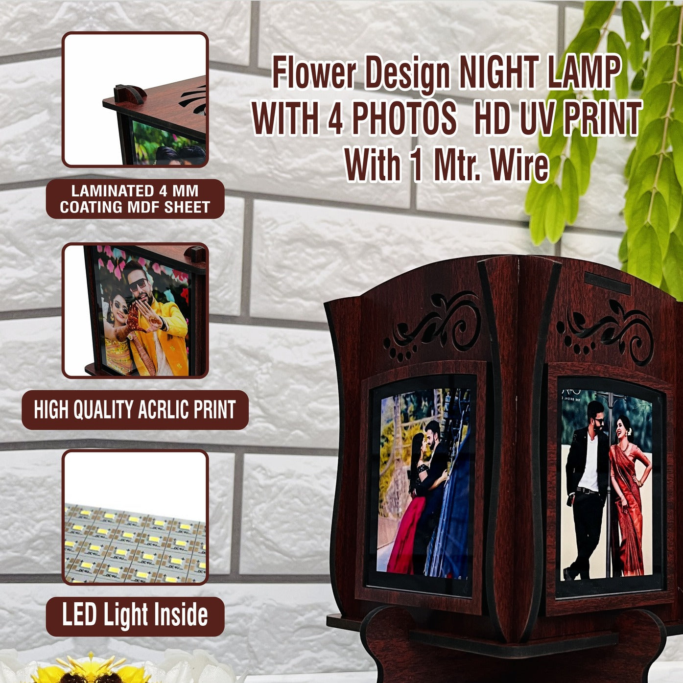 Custom Lotus Photo Lamp – Personalized Table Lamp.