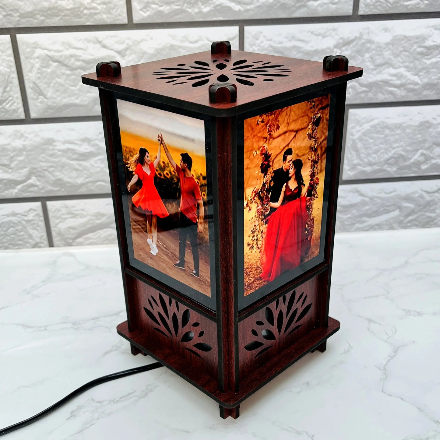 Personalized Wooden Tower Night Lamp with Photo