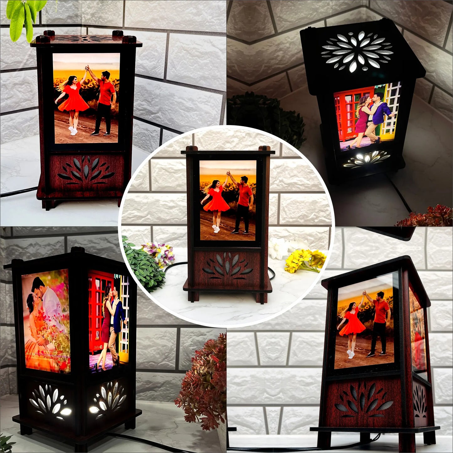 Personalized Wooden Tower Night Lamp with Photo