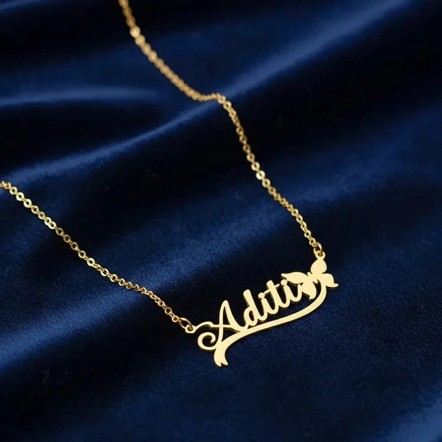 Stylish personalized name jewelry with butterfly design”