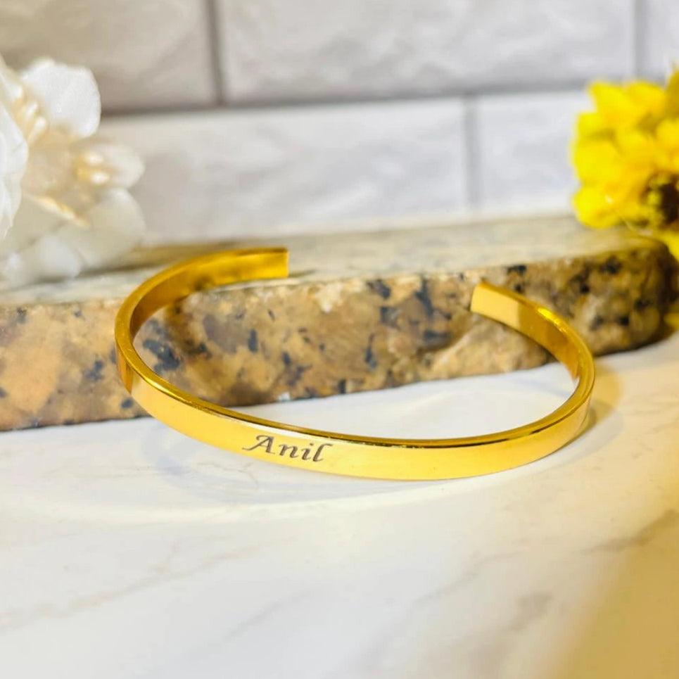 Personalized Gold-Plated Kada Bracelet for Men & Women - Precious Art Gifts
