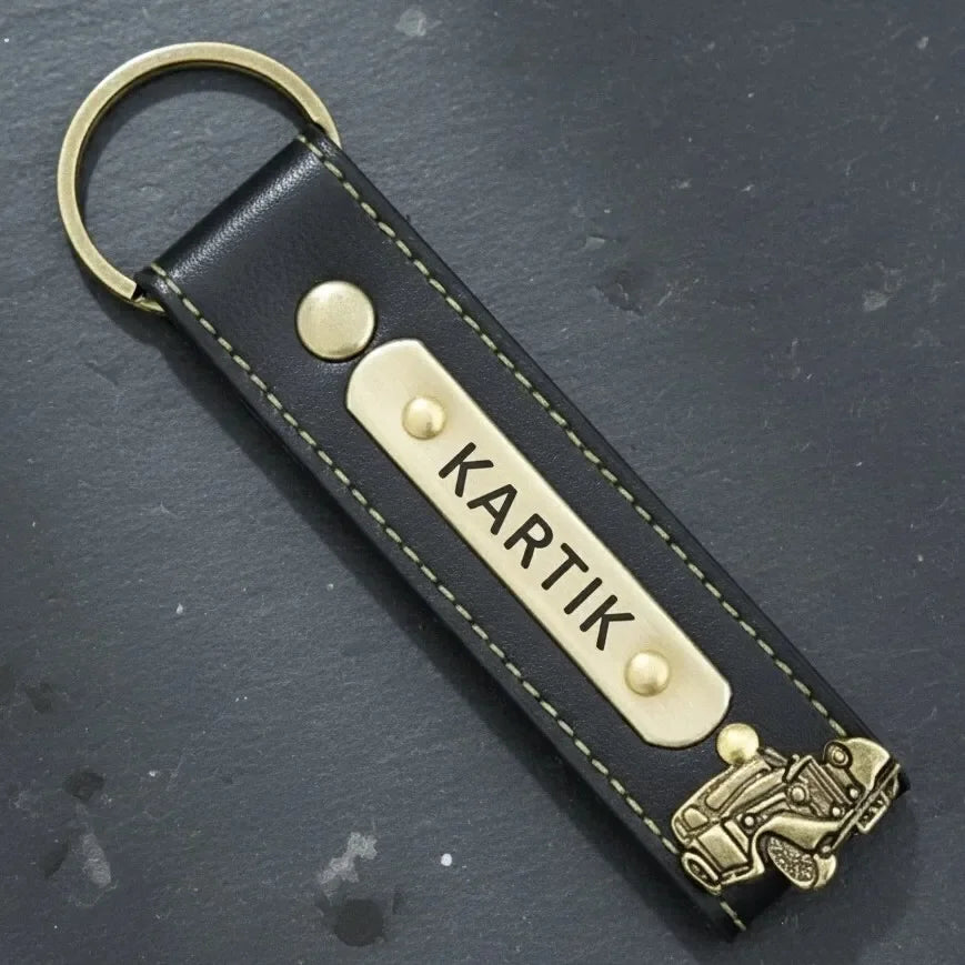 Personalized Leather Name Keychain on a keyring – Stylish gift idea