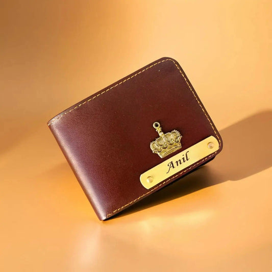 Personalized Brown Leather Wallet for Men with Custom Nam