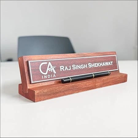 Personalized CA Name Plate with Pen Holder for Office Desk Decor