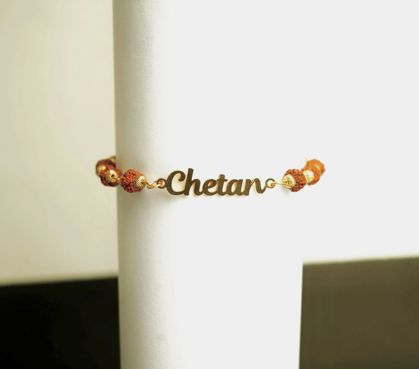 Customized Gold Plated Rudraksh Name Rakhi - Precious Art Gifts