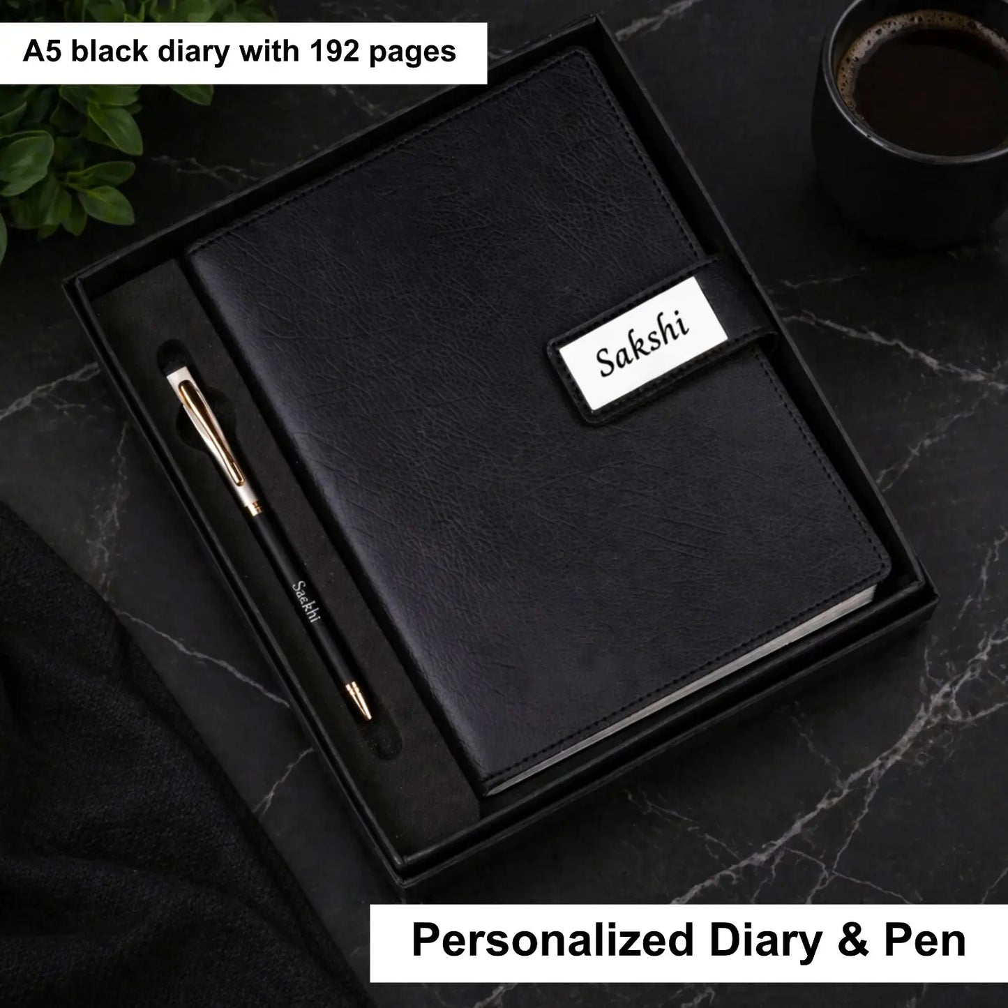 custom name engraved diary with pen for men women