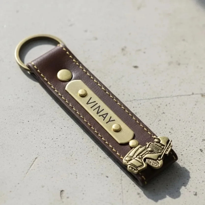 Custom engraved leather keychain with name – Perfect for birthdays