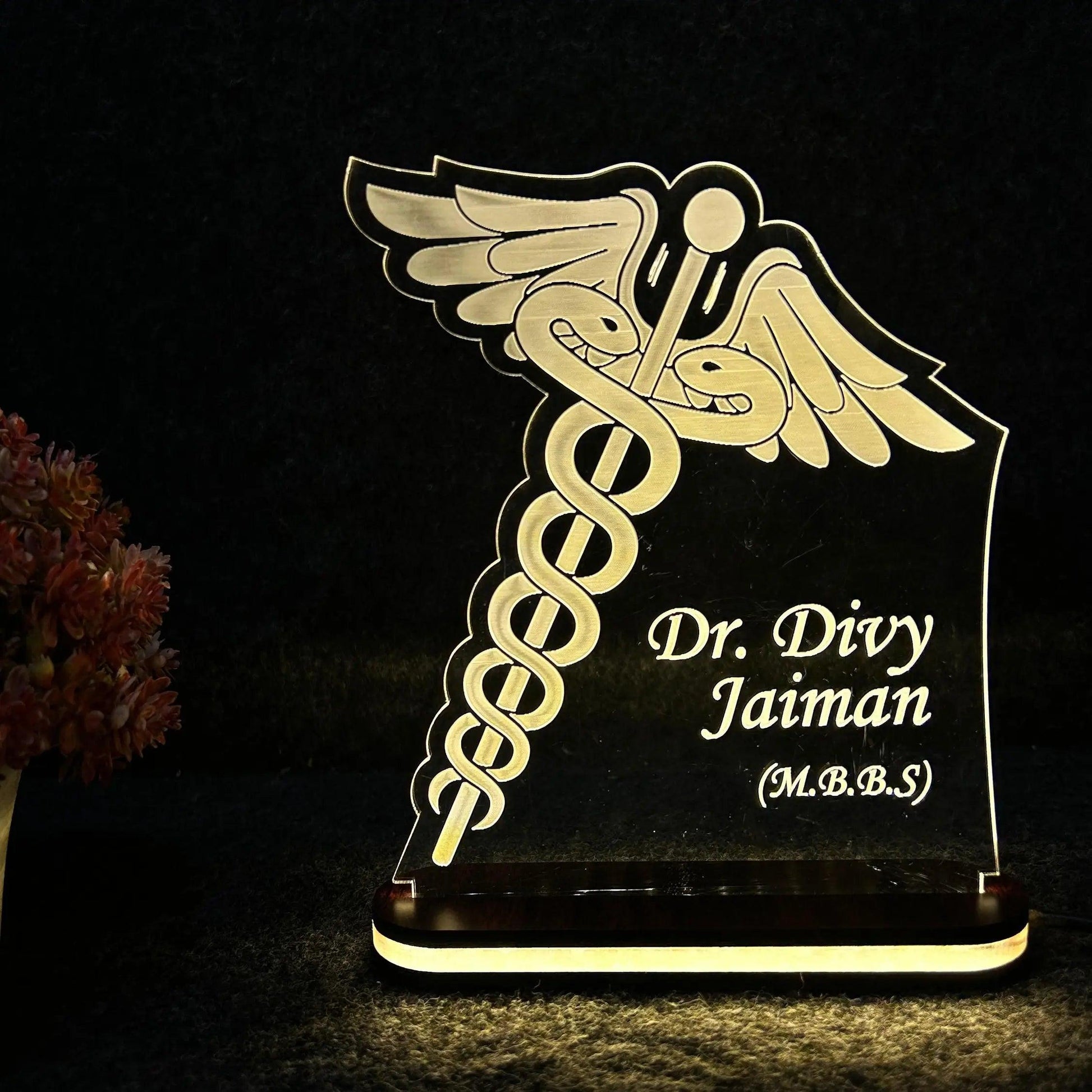 Personalized LED Name Lamp for Doctors with Stand - Precious Art Gifts