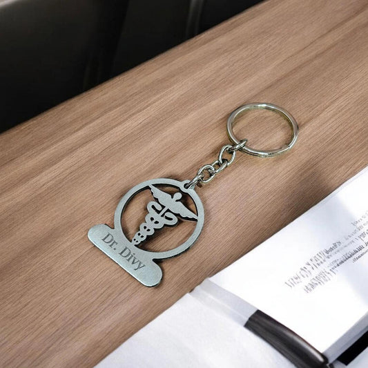 Custom Doctor Stainless Steel Keychain with Name - Precious Art Gifts