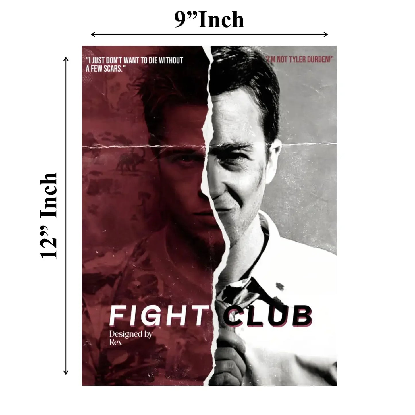 Poster of 'Fight Club' with dimensions indicated