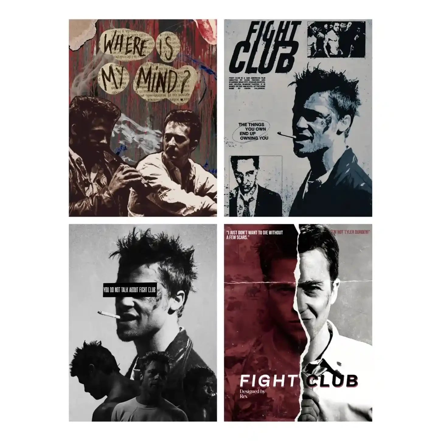 Fight Club poster set of 4 for room decor