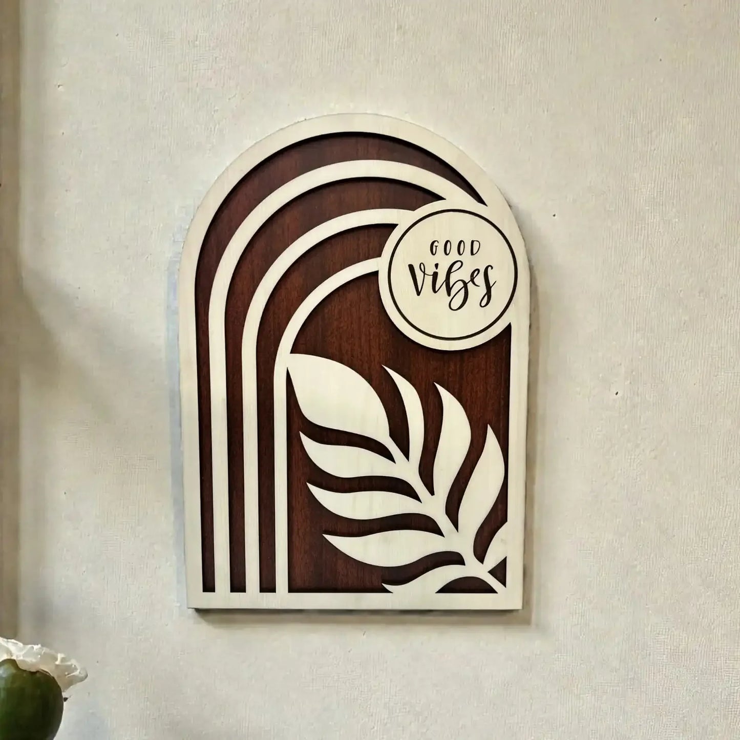 Good vibes wooden wall art for home decor
