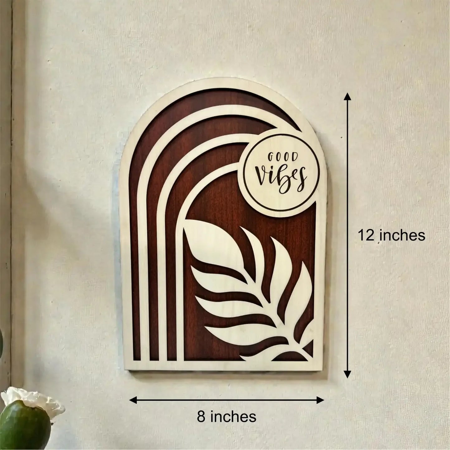 Wooden good vibes wall hanging for living room