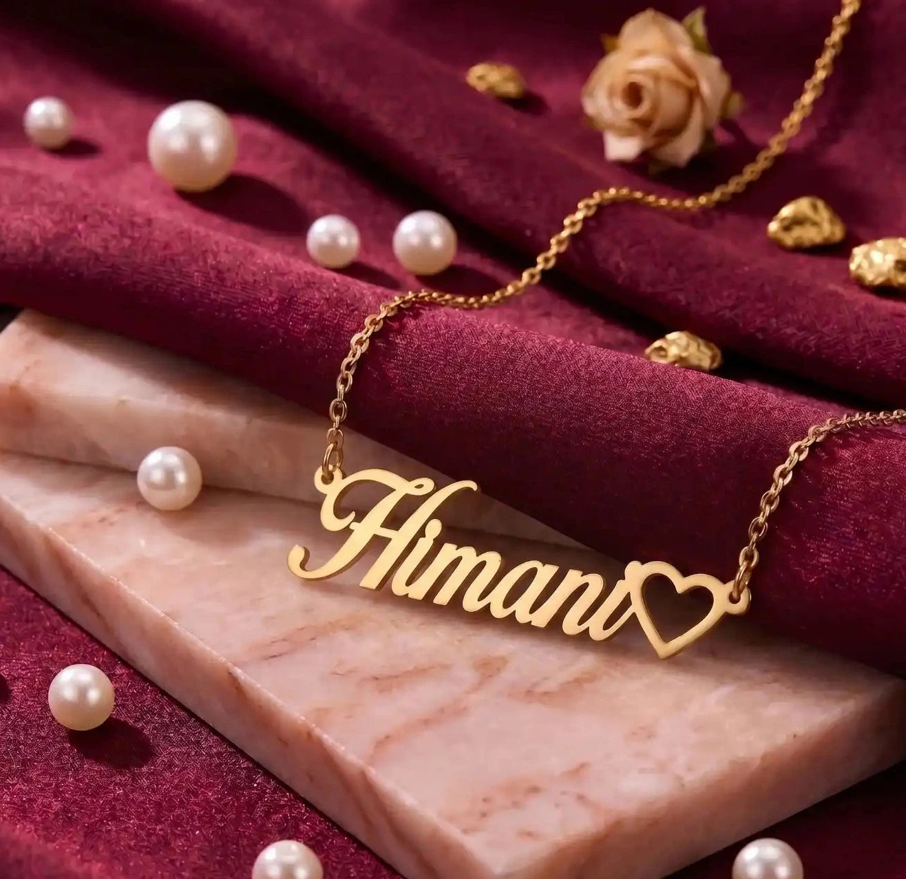 Custom Heart Name Necklace Gift for Her by Precious Art Gifts