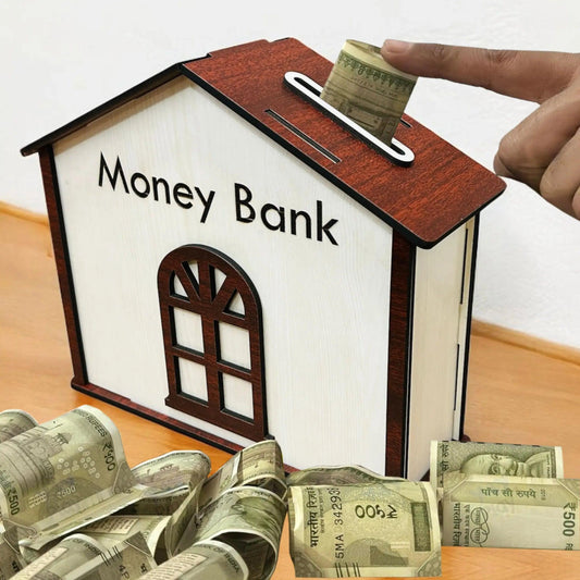 Wooden Hut-Shaped Money Saving Box Kids & Adults - Precious Art Gifts