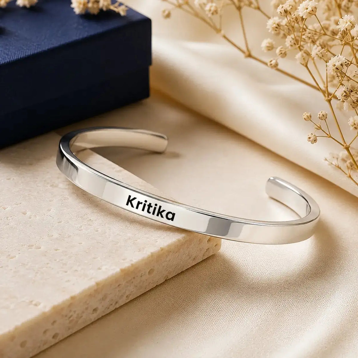 Custom Engraved Silver Bracelet for Men & Women