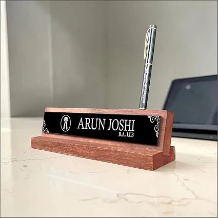 Custom Lawyer Desk Name Plate with Engraved Metal Pen