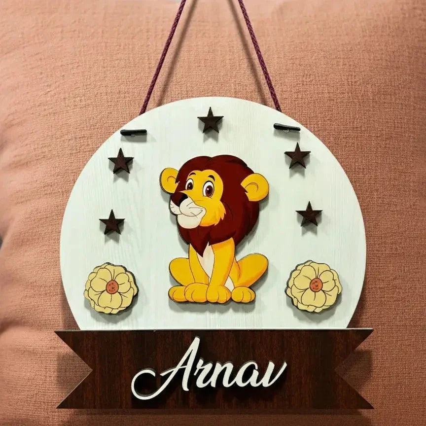 "Custom jungle theme wooden name board for baby room decor