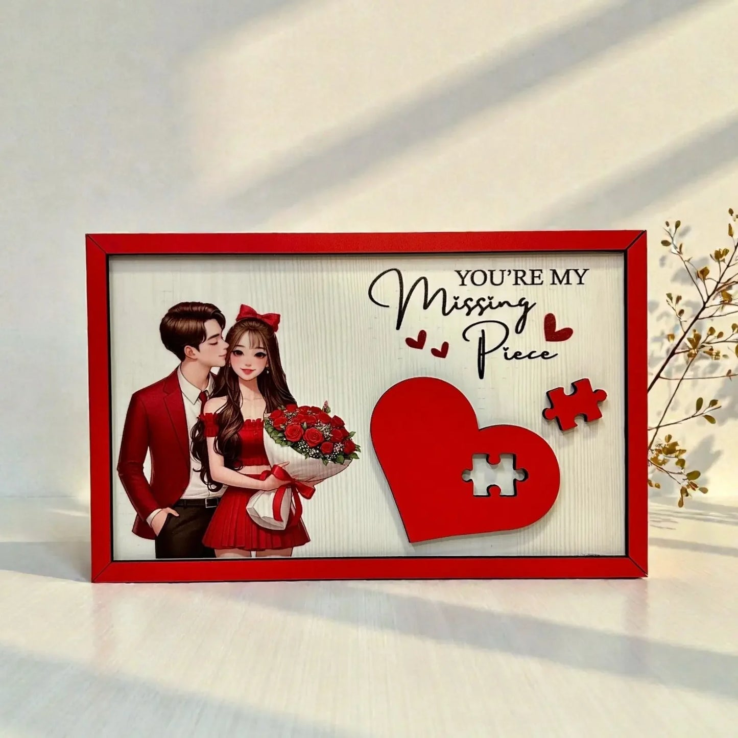 You're My Missing Piece wooden heart puzzle frame MDF romantic table top gift
