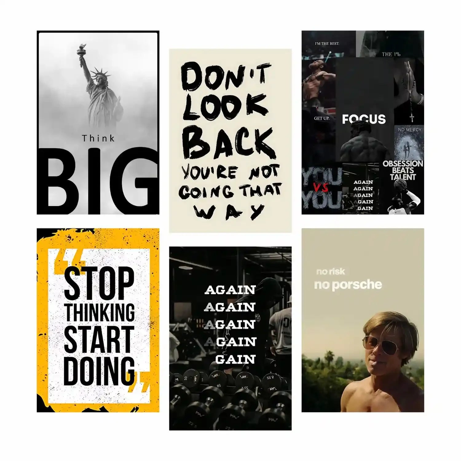  Motivatrional A4 Size Inspirational Wall Posters – Peel and Stick
