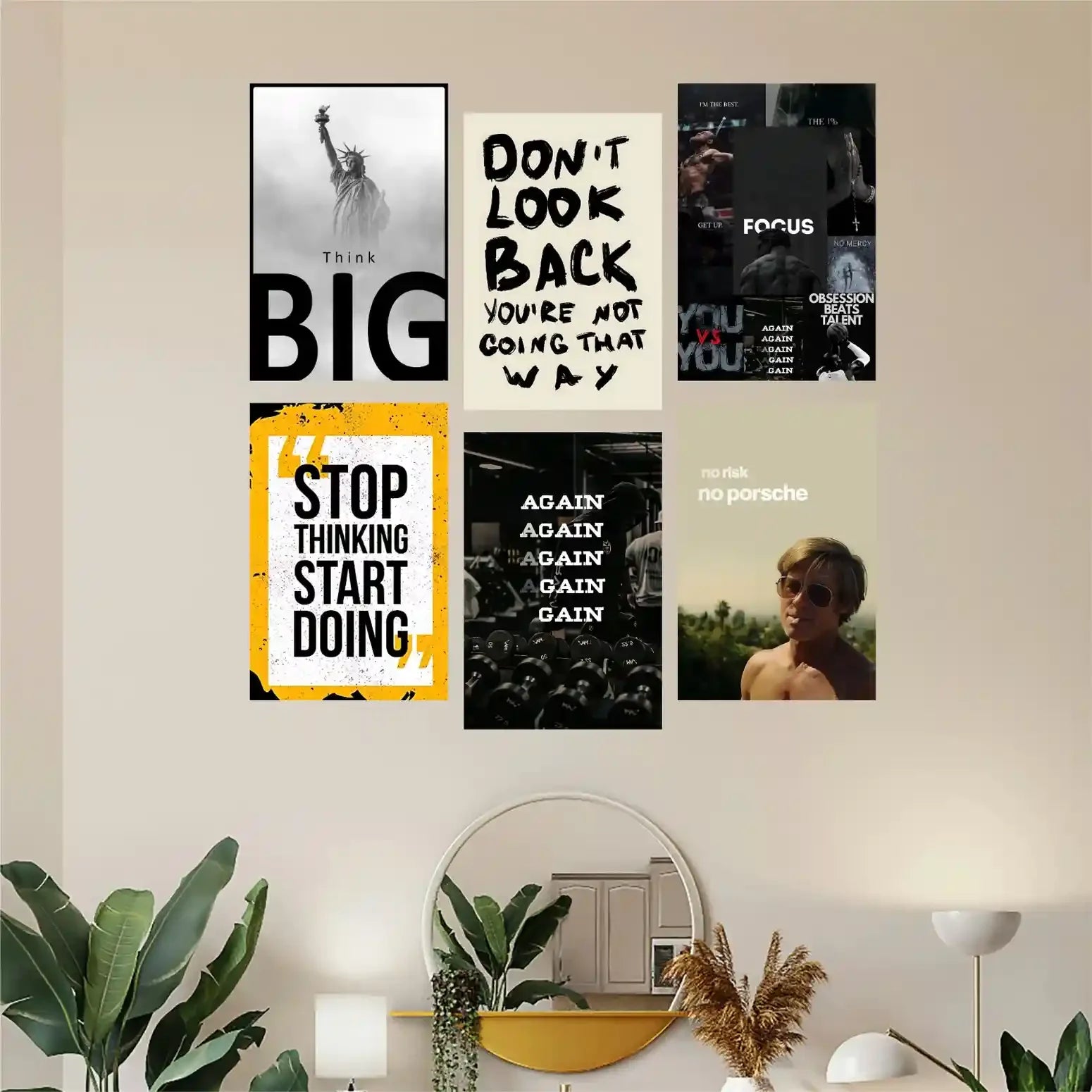 Motivational Poster Set of 6 for Room Wall Decor