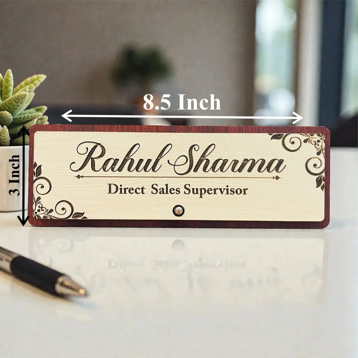 custom office table name plate 8.5x3 inch
