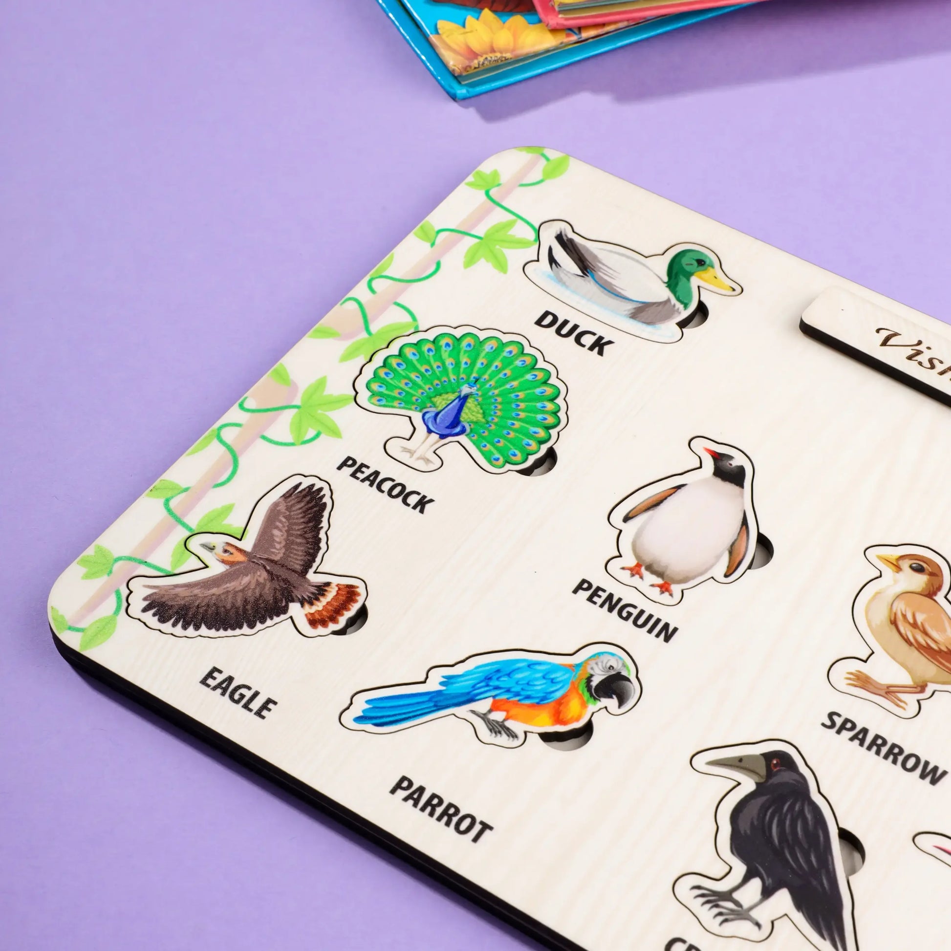 Personalized Wooden Bird Puzzle Game Board for Kids – 10 Bird Shapes Learning Toy - Precious Art Gifts