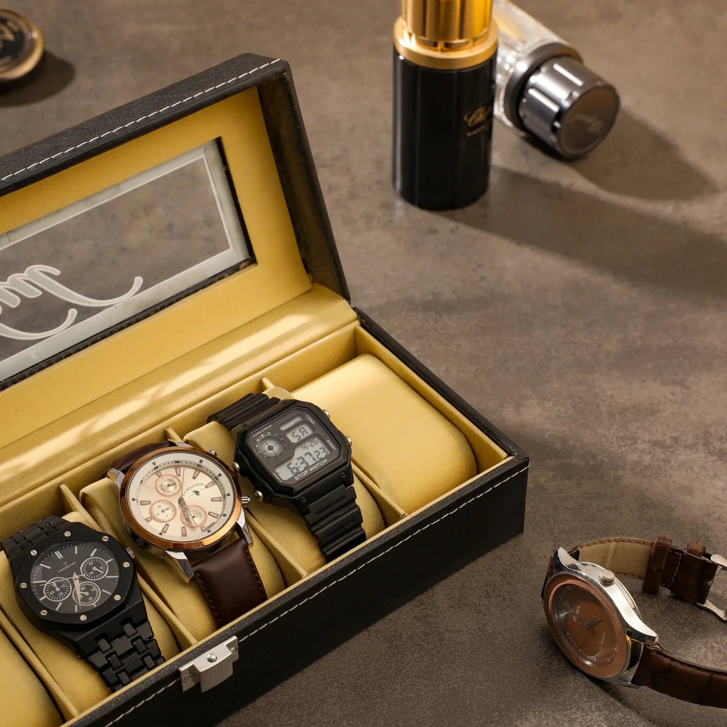 Custom 6-Slot Large Watch Box Organizer for Watches & Accessories - Precious Art Gifts