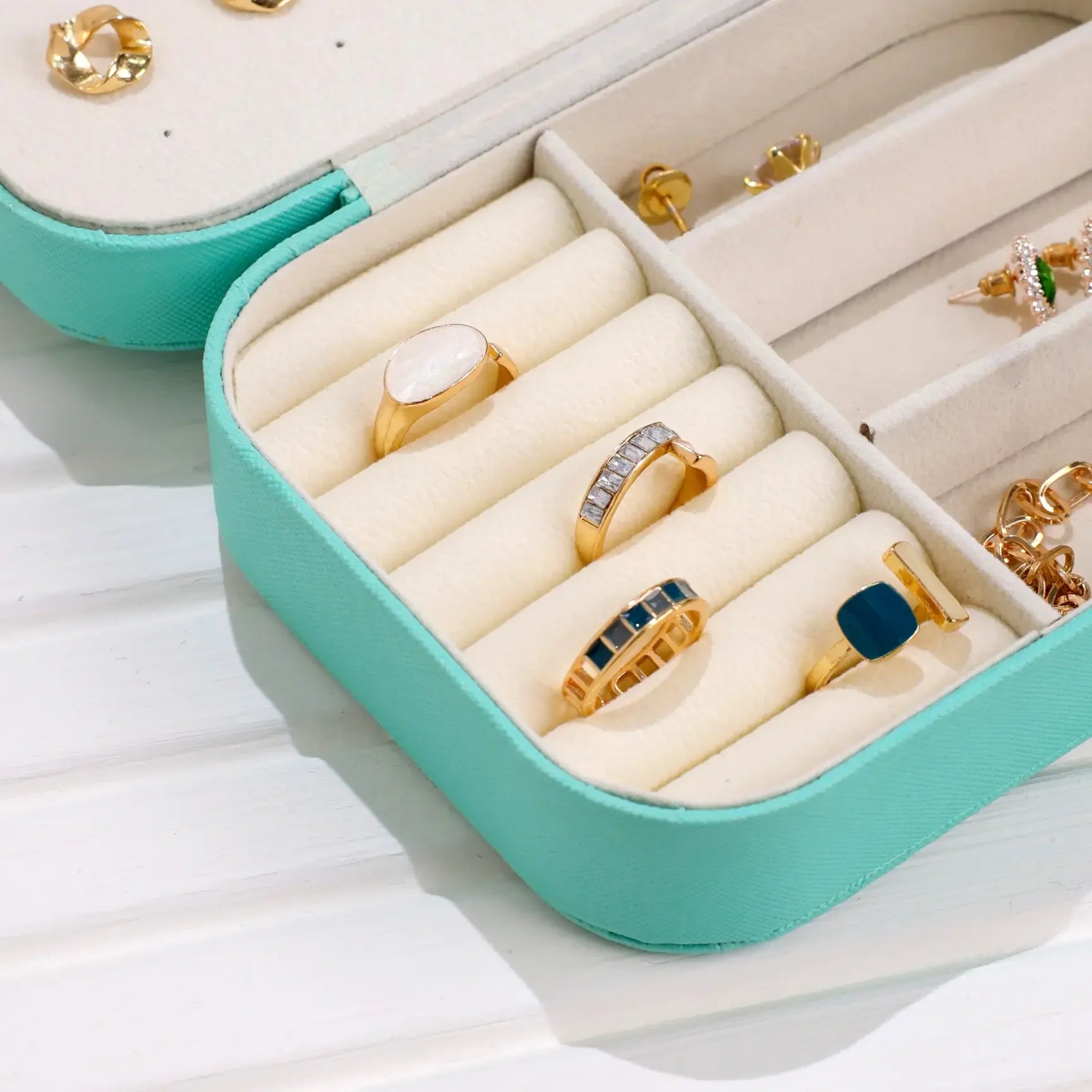Customized Green Travel Jewellery Organizer Box for Women 4*6 inch - Precious Art Gifts