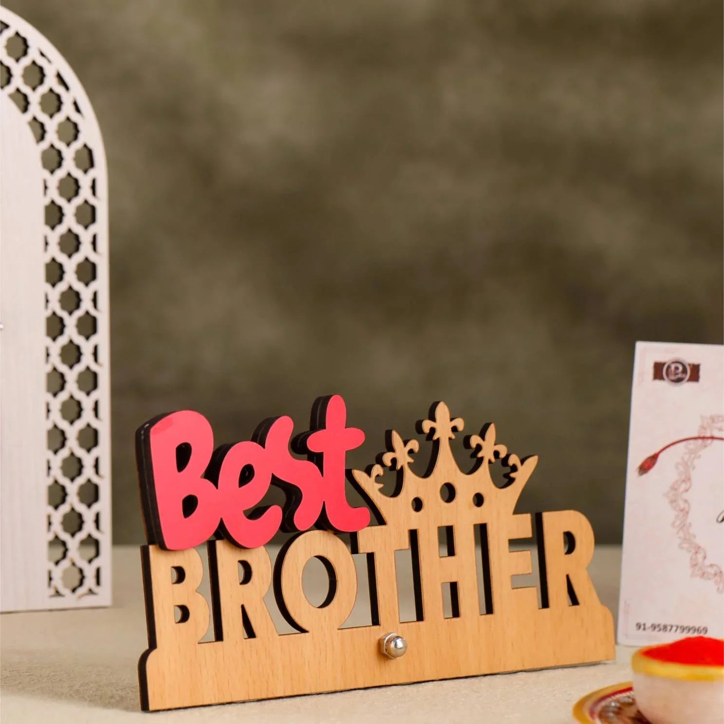 Bhaiya Bhabhi Rakhi Set – Red Beaded Om Rakhi - Precious Art Gifts