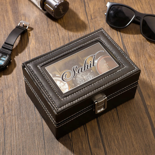 Personalized Small 3-Slot Watch Box Organizer - Precious Art Gifts
