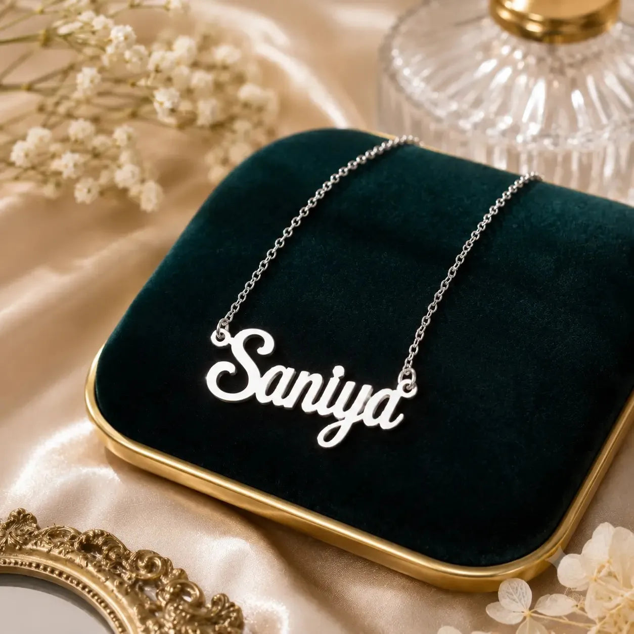 Silver Customized Name Necklace with elegant script design