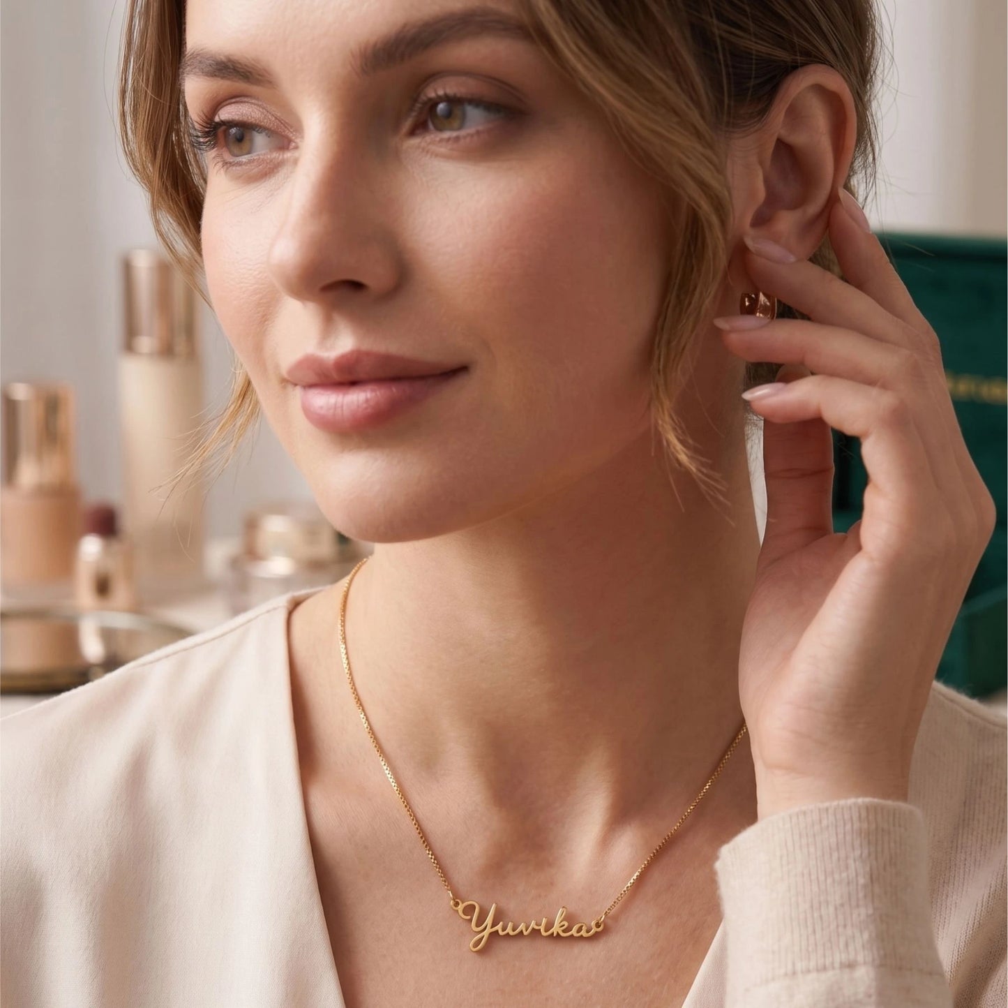 Custom Gold Name Necklace for Women with Signature Fontc