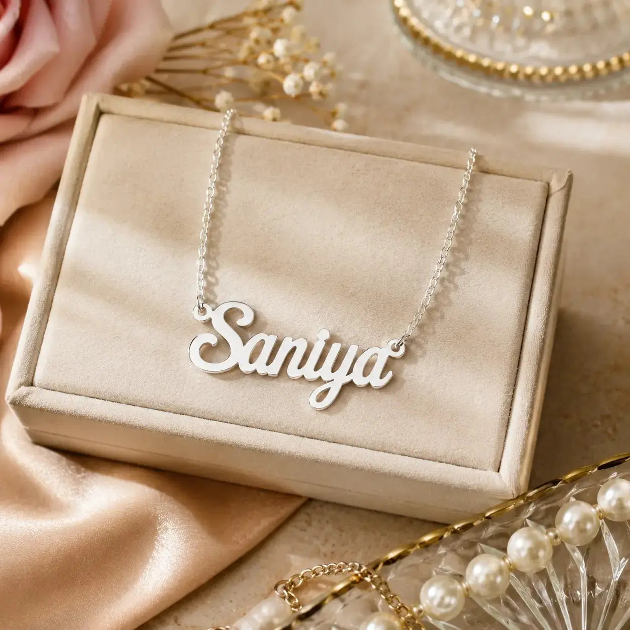Personalized silver name chain gift for girls